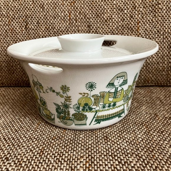 Vintage Figgjo lidded casserole, Market design - Picture 4 of 14